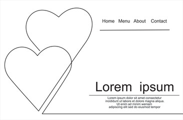Wall Mural - love inscription in heart continuous line drawing, tattoo, print for clothes and logo design, one si