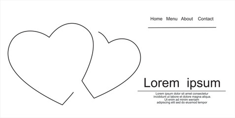 Wall Mural - love inscription in heart continuous line drawing, tattoo, print for clothes and logo design, one si