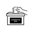 Hand putting paper in the suggestion box isolated illustration.