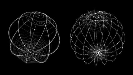 Wall Mural - vector futuristic sphere of particles and lines. network connection big data. abstract technology ba