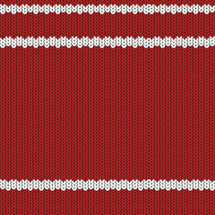 knitting seamless red pattern with white lines. vector illustration