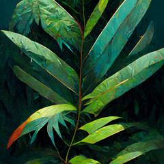 Wall Mural - Nature view of green tropical plants leaves background.