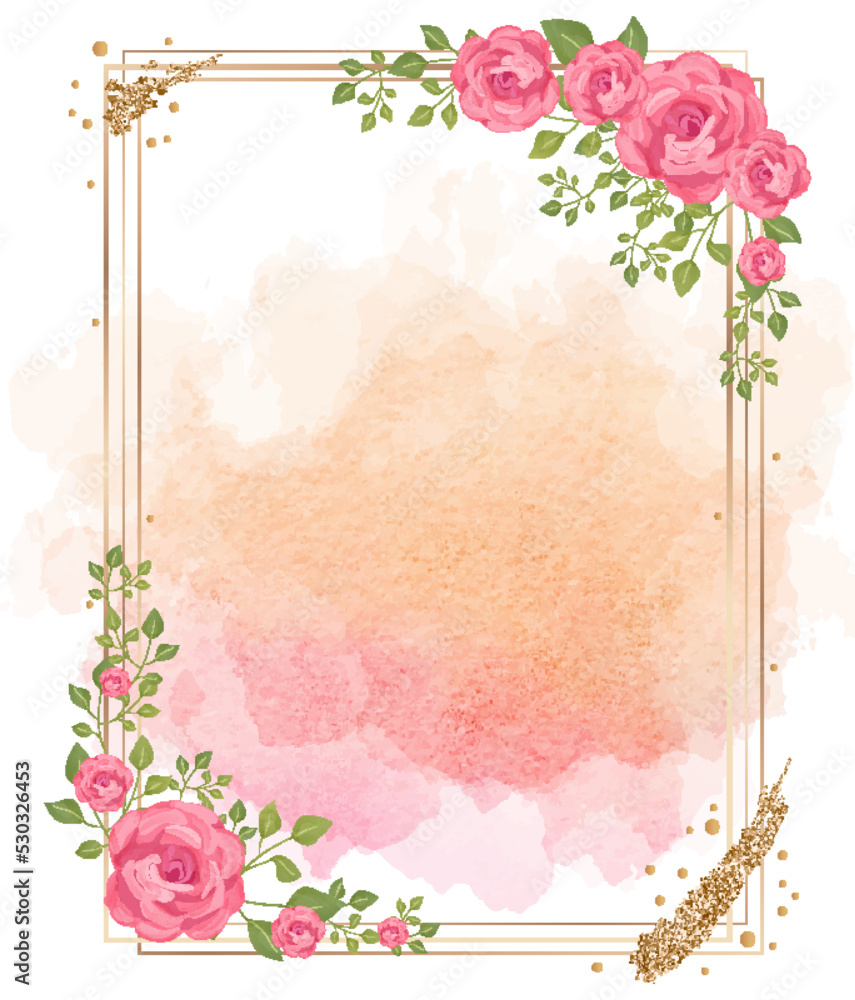 watercolor wedding frame with flowers Stock Vector | Adobe Stock