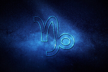 Wall Mural - capricorn zodiac sign, night sky, horoscope astrology background, capricorn horoscope symbol.