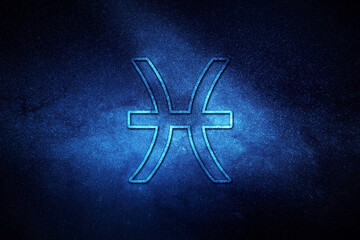 Wall Mural - pisces zodiac sign, night sky, horoscope astrology background, pisces horoscope symbol.