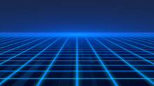 Blue Pixelated Animation Glowing Luminance Laser Background, Abstract Technology Horizontal Line Purple Light Glow, Galaxy Geometric Internet 80s Style Poster