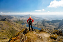 Wales Scenic Mountain Scenery Viewed By Young Female