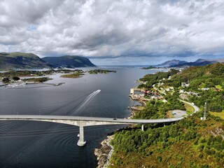 Sticker - Islands in Norway. Drone view of Norway.