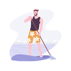 Wall Mural - Stand up paddling rental isolated cartoon vector illustrations.