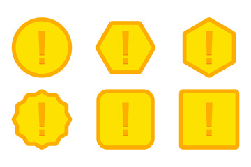 Exclamation mark, Attention sign, Caution icon, Hazard warning symbol, vector mark symbols Yellow style. Exclamation mark Icon Set.