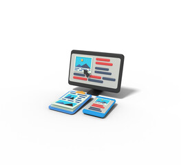 3d illustration of web design picture responsive