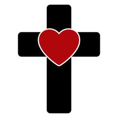 Wall Mural - Cross With Red Heart