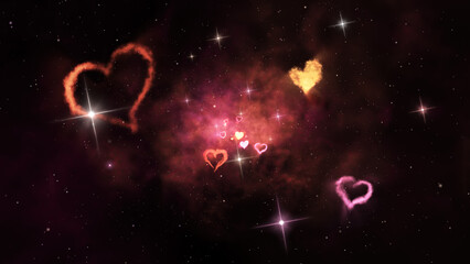 Wall Mural - cosmic hearts background