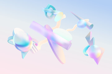Wall Mural - 3d geometric shapes in the glass morphism style. minimalistic abstract vector image.