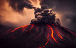 Volcanic eruption with ash, lava and a haunting vent