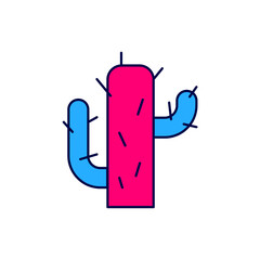 Poster - Filled outline Cactus icon isolated on white background. Vector