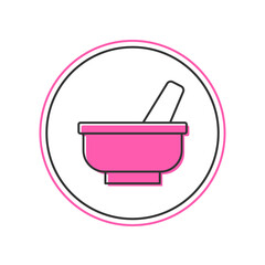 Sticker - Filled outline Mortar and pestle icon isolated on white background. Vector