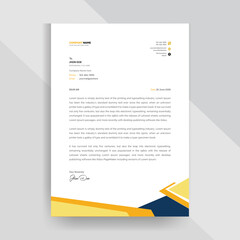 Wall Mural - Clean Corporate letterhead Design Template, Yellow and Blue Fully Editable Professional Letterhead