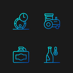 Poster - Set line Wine temperature, Cardboard box of wine, Wooden barrel for and Tractor. Gradient color icons. Vector