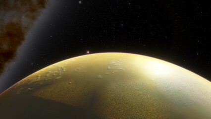 Planets and galaxy, science fiction wallpaper. Beauty of deep space. Billions of galaxy in the universe Cosmic art background 3d render
