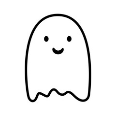 Wall Mural - Halloween funny ghost. Cartoon spook. Pictogram isolated on a white background.