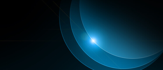 Wall Mural - abstract glow blue curve on dark blue background