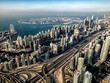 Aerial Dubai city Sheikh Zayed Road Interchange UAE