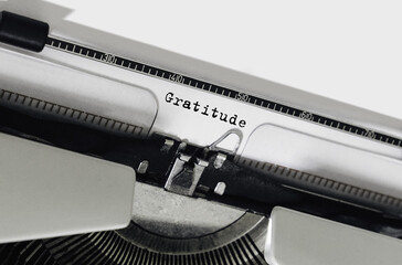 Wall Mural - Text Gratitude typed on retro typewriter