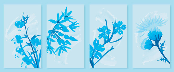 Poster - Abstract botanical wall art set. Vector illustration in scandinavian design