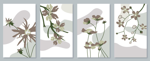 Poster - Abstract botanical wall art set. Vector illustration in scandinavian design