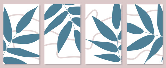 Poster - Abstract botanical wall art set. Vector illustration in scandinavian design