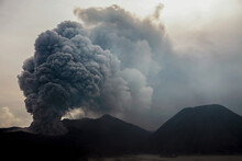 Mount Bromo Volcano Erupting Indonesian South East Asia