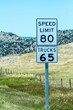 speed limit 85, 65 truck highway sign in montana
