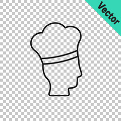 Poster - Black line Italian cook icon isolated on transparent background. Vector