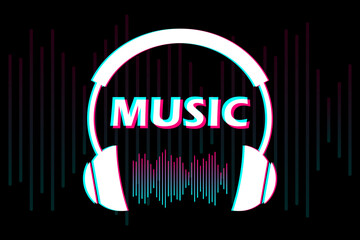 Wall Mural - music. new social media concept with headphones. icon symbol. vector illustration