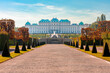 Upper Belvedere palace and gardens in autumn, Vienna, Austria
