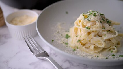 Poster - fettuccine alfredo, traditional cream cheese pasta