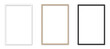 © Creative_Bird - Picture frames set on transparent background.  White, wooden and black vertical frames, 40x60 cm. Template, mock up for your picture, artwork, poster or photo. 3d rendering.