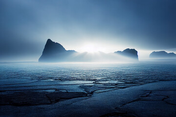 Poster - Antarctic landscape with iceberg in dramatic sunlight