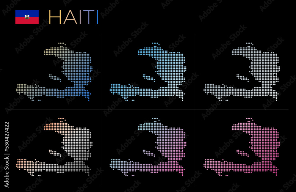 Haiti dotted map set. Map of Haiti in a dotted style with borders ...
