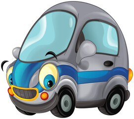 cartoon scene with police car isolated illustration for children