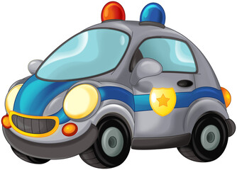 cartoon scene with police car isolated illustration for children