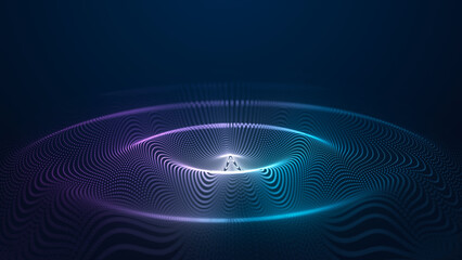 Wall Mural - Futuristic dark background. The wave effect of digital particles. Big data. Illustration of technologies and artificial intelligence. The effect of particle oscillation. 3D rendering.