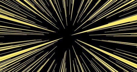 3d render with yellow beams coming from the center on black