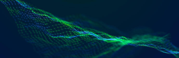 Digital technological background. Abstract structure with connected dots and lines. Big data. 3D rendering.