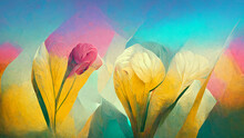 Colorful Painted Flower In Art Deco Style Ai Generated