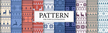 Set 10 Pcs Colorful Christmas Background Patterns - Vector