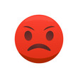 © CreativeEhvan - Angry emoji with red face, frowning mouth, Irritated emoji. Grumpy emoticon.