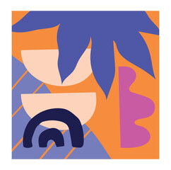 Wall Mural - abstract retro poster. beautiful square banner with geometric shapes, arcs, leaves and waves. trendy