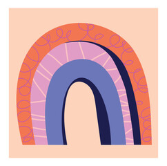 Wall Mural - abstract retro poster. hippie colorful banner with rainbow, textured arcs and geometric shapes. tren